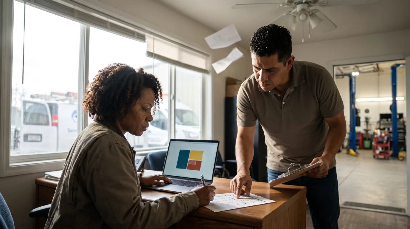 Home-service business owner comparing local lead platforms on a laptop